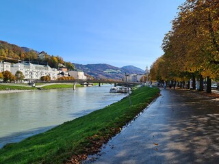 Fototapeta na wymiar Salzburg (Austria) inner city. Fortification, fall.