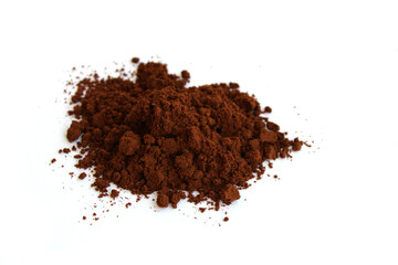Ground coffee isolated on white background