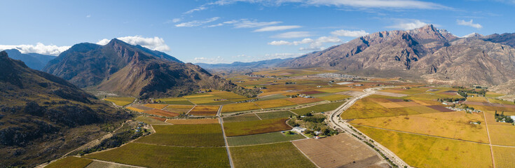 Wide angle views over the Hex River valley in the western cape of south africa, an area known for its table grapes © Dewald