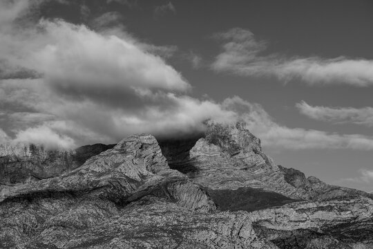 Wide angle views over the Hex River valley in the western cape of south africa, an area known for its table grapes