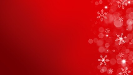 Fototapeta na wymiar Christmas background with snowflakes in red colors background with copy space 