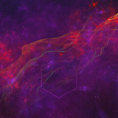 space purple and red galaxy with stars and nebula with abstract pattern beautiful panorama.