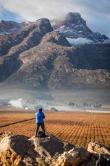 Crédence de cuisine en verre imprimé Montagne de la Table Wide angle views over the Hex River valley in the western cape of south africa, an area known for its table grapes