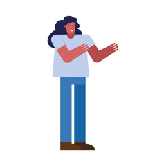 young woman celebrating character icon