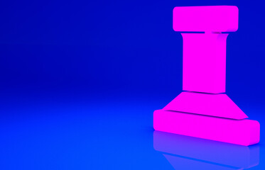 Pink Stamp icon isolated on blue background. Minimalism concept. 3d illustration 3D render.