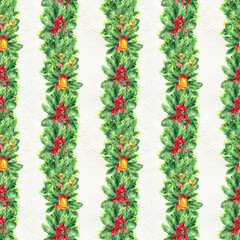 Merry Christmas seamless pattern with garlands