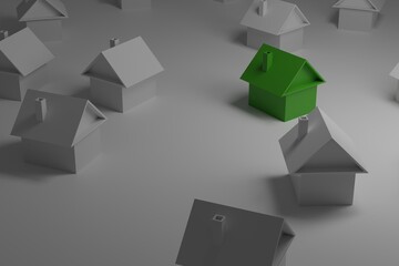 Real estate concept, house selection concept, 3D rendering
