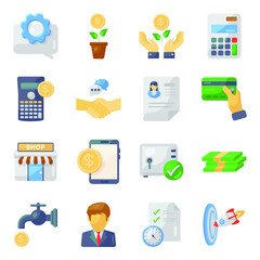 
Pack of Finance and Banking Flat Icons 
