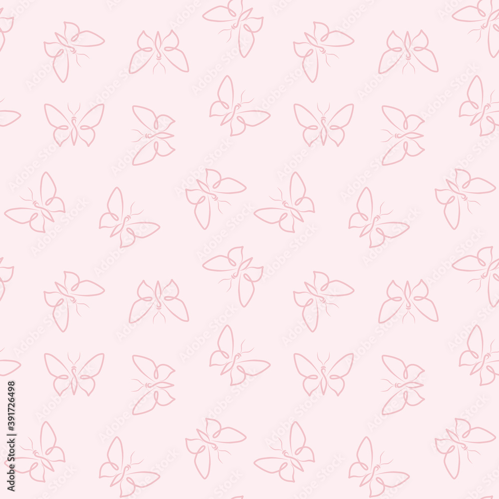 Poster pastel butterflies seamless repeat pattern vector background, butterfly icons random pattern. pastel