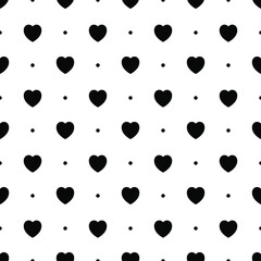 Heart seamless pattern, Black endless heart pattern on white background, vector illustration. Valentine's Day Pattern. Anniversary, Birthday. Love. Sweet Moment. Wedding.