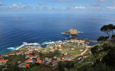 Little town Porto Moniz at Madeira, Portugal  