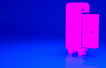 Pink Toilet in the train car icon isolated on blue background. Minimalism concept. 3d illustration 3D render.