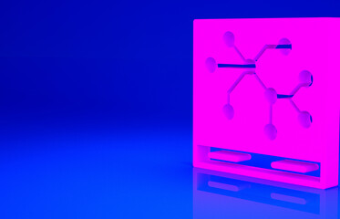 Pink Railway map icon isolated on blue background. Minimalism concept. 3d illustration 3D render.