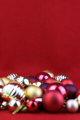 Christmas Ornaments for Decoration, Red and Gold Hanging Balls , Red Background