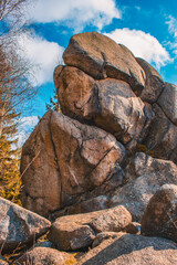 Feigenbaumklippe at Okertal. Rocky cliffs near Goslar at Harz Mountains National Park, Germany