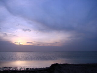 Boundless natural color palette of sunset over Lake Sivash.