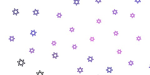 Fototapeta na wymiar Light purple, pink vector pattern with coronavirus elements.
