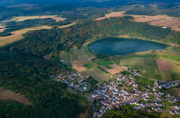 Volcanic Lake, Maar, Vulkaneifel Nature Park and Geopark, Western Eifel Territory, Eifel Region, Germany, Europe