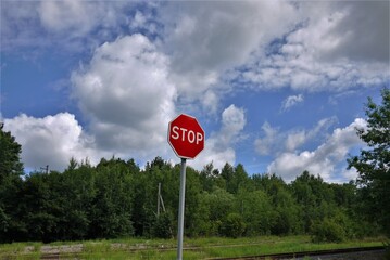 stop sign on a road