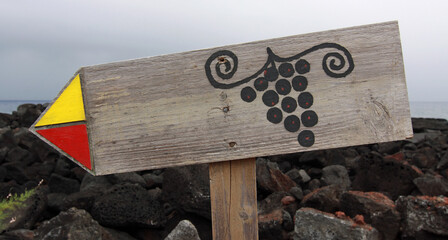 Sign to the vineyards near Madalena (Pico Island, Azores Islands)
