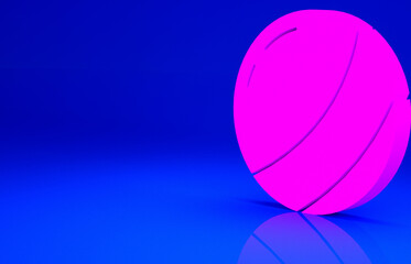 Pink Beach ball icon isolated on blue background. Children toy. Minimalism concept. 3d illustration 3D render.