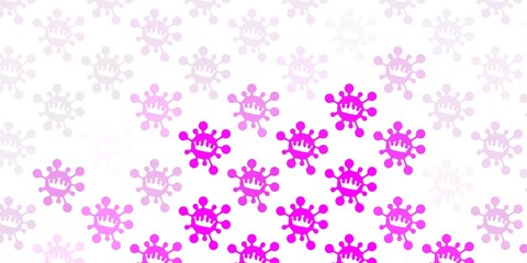 Light purple, pink vector backdrop with virus symbols.