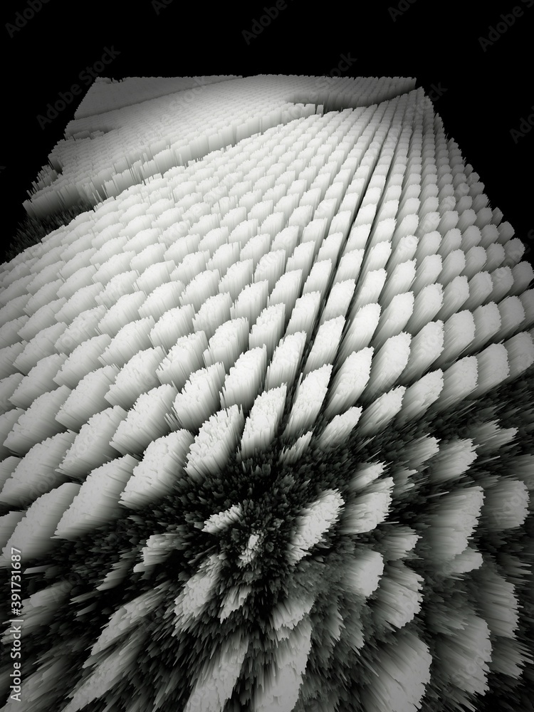 Poster strong black and white shadow and grid patterned image and 3d designs