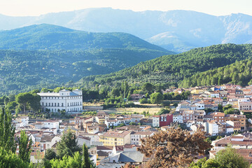 Aerial view of the town Arenas de San Pedro, region of Castilla y León, Valle del Tiétar