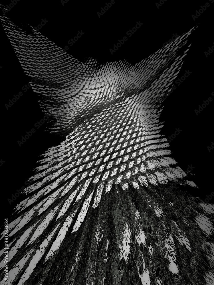 Poster strong black and white shadow and grid patterned image and 3d designs