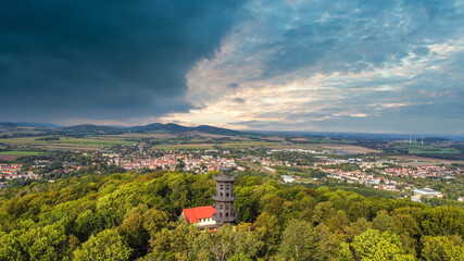 Blick vom König Friedrich Augusturm über Löbau, Sachsen, Deutschland