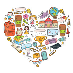 Back to school vector pattern. Online internet education.