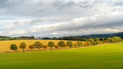 Herbstlandschaft im Erzgebirge, Sachsen, Deutschland
