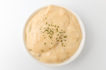 Cream sauce on white background