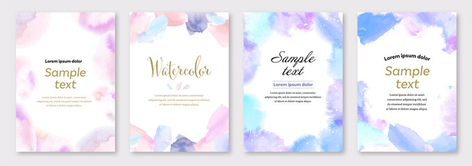 watercolor 宝石のような,キラキラした,可愛らしい水彩カードセット