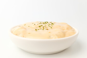 Cream sauce on white background