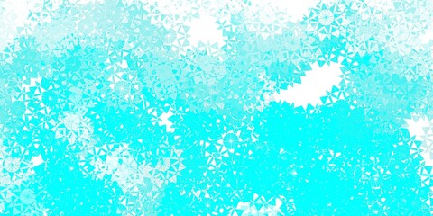 Light blue, green vector template with ice snowflakes.