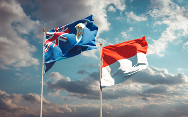 Beautiful national state flags of Indonesia and Anguilla.