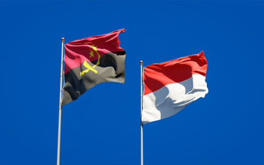 Beautiful national state flags of Indonesia and Angola.