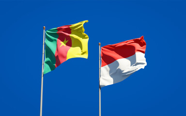 Beautiful national state flags of Indonesia and Cameroon.