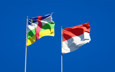 Beautiful national state flags of Indonesia and CAR Central African Republic.