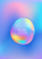 Fluid 3d shape with the modern neon colors. Liquid holographic backdrop for posters, brochures, textile pattern, gift wrapping, web and desktop wallpaper. Premium vector.