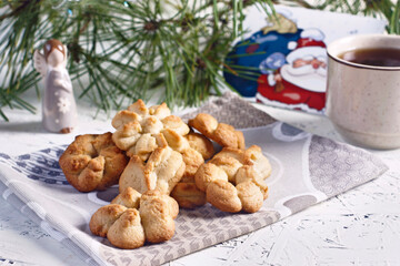 Festive baked goods. Christmas pastries. New Year's pastries. Biscuit. Tea drinking.