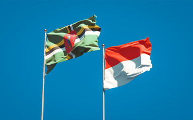 Beautiful national state flags of Indonesia and Dominica.