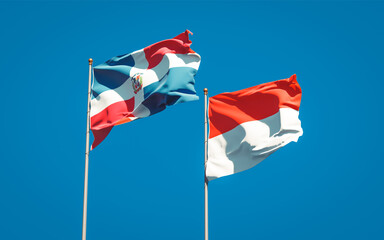 Beautiful national state flags of Indonesia and Dominican Republic.