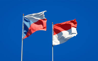 Beautiful national state flags of Indonesia and Czech.