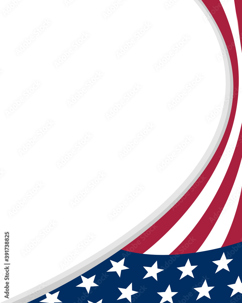 Wall mural american abstract flag corner patriotic border frame with an empty space for text.