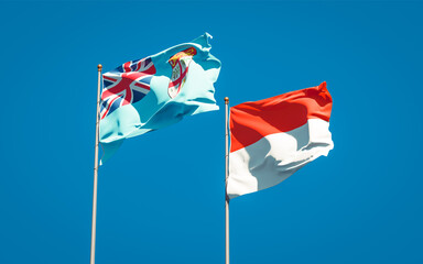 Beautiful national state flags of Fiji and Indonesia.