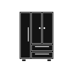 Cupboard, wardrobe, furniture flat design icon. Bedroom furniture single black icon in flat style vector symbol stock illustration.