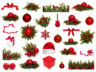 Christmas decoration collection  isolated on a white background