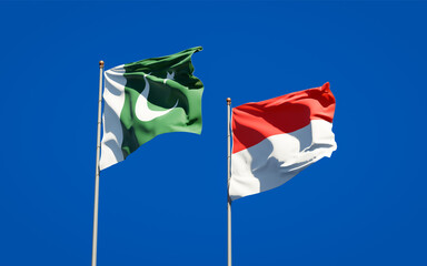 Beautiful national state flags of Pakistan and Indonesia.